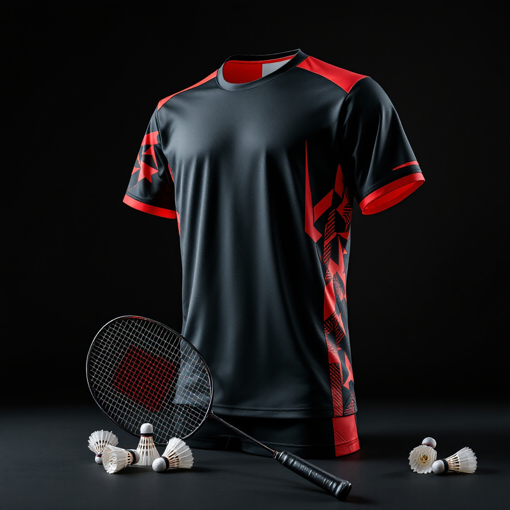 Custom badminton shirt and shorts with sublimated side panels