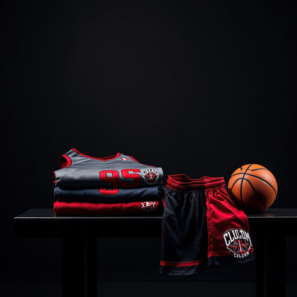 Custom basketball singlet and shorts in team colours with printed number