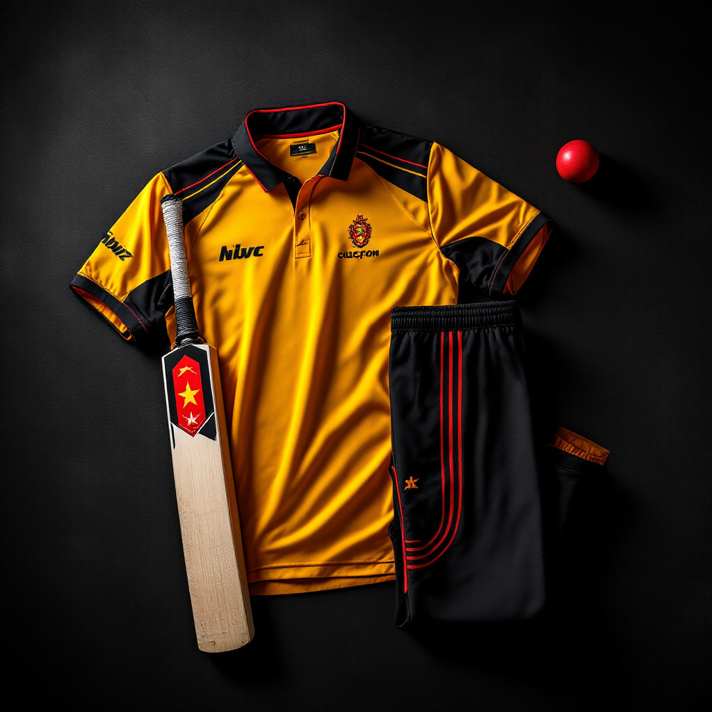 Custom coloured cricket shirt and trousers with club branding