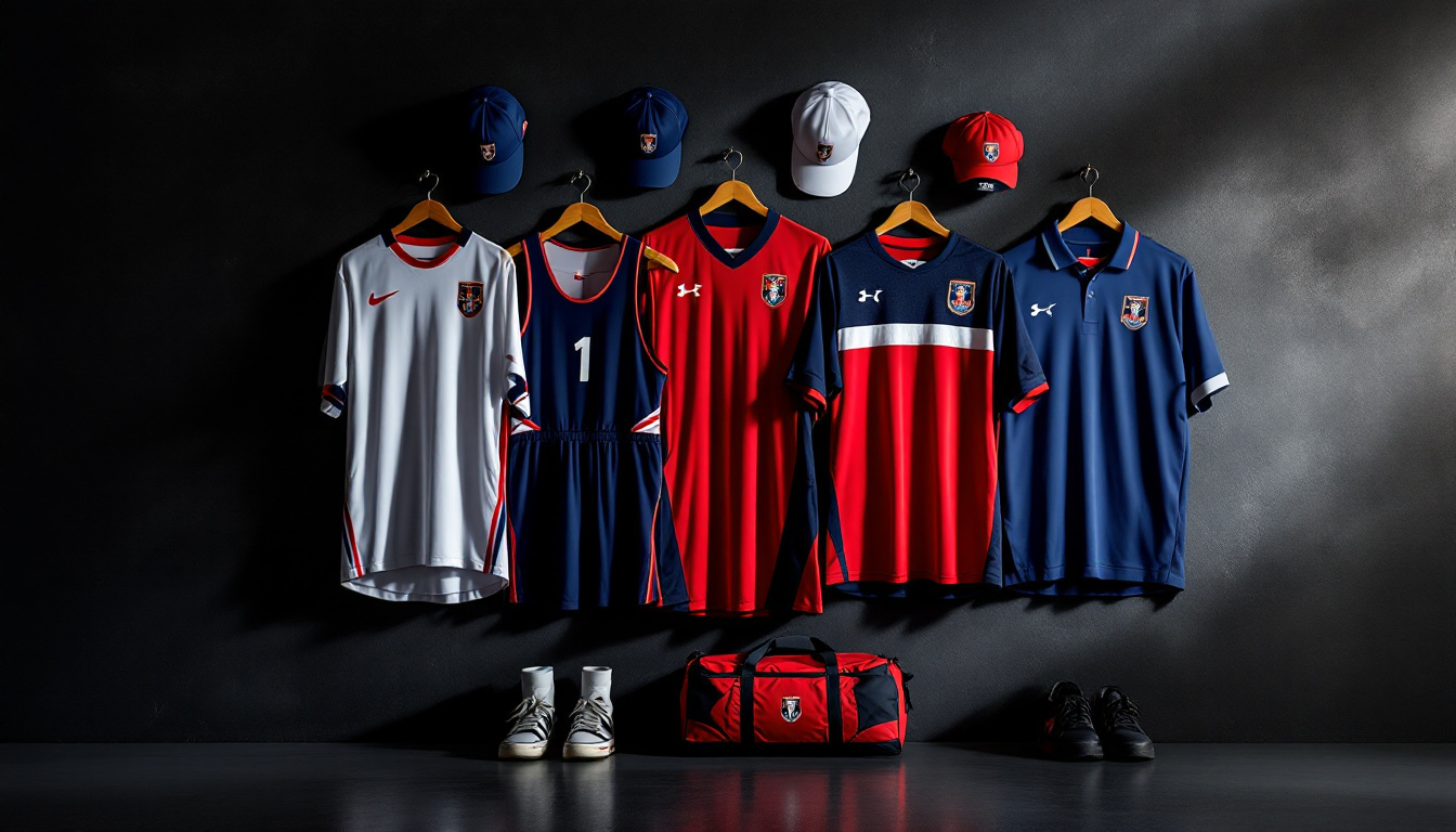 Custom team kits from multiple sports in coordinated colours with caps and team bag