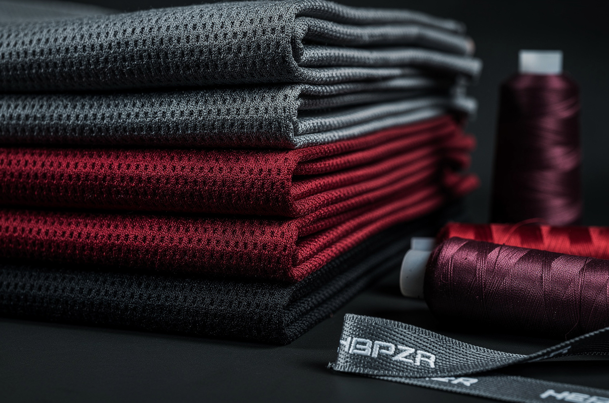 Custom woven brand labels and technical sportswear fabric